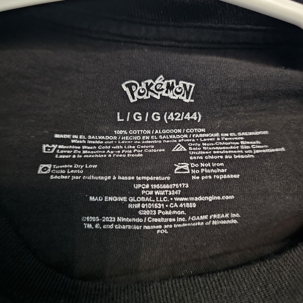 Black Pikachu Graphic T-Shirt Size Large - Picture 2 of 2